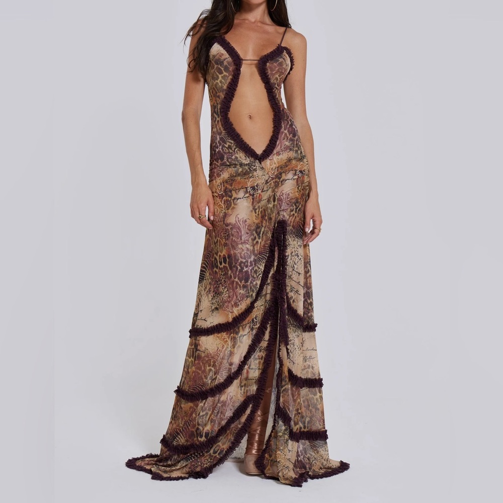 Jaded London Fatale Maxi dress in Sunrose 🐆💟